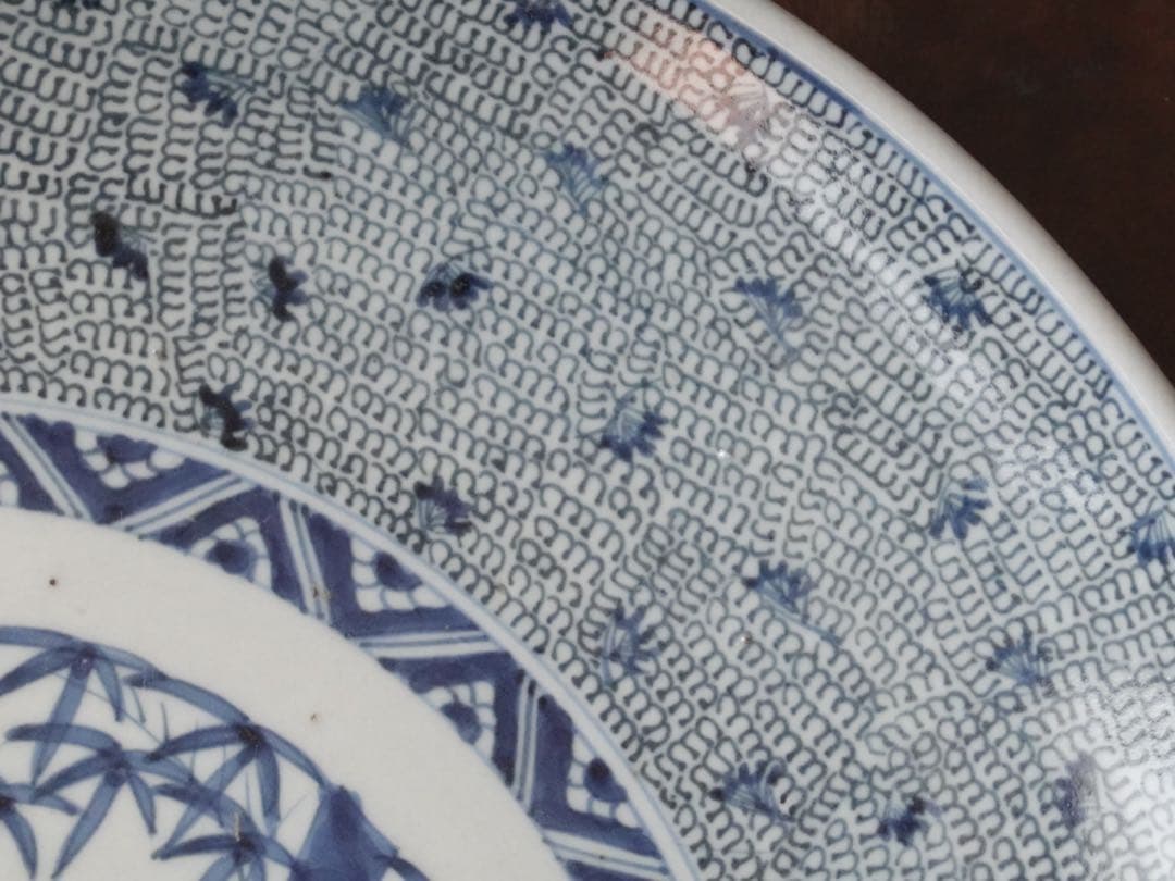 江戸時代　後期　古伊万里　微塵唐草　松竹梅文　大皿　飾皿　額皿　陶額　尺三寸