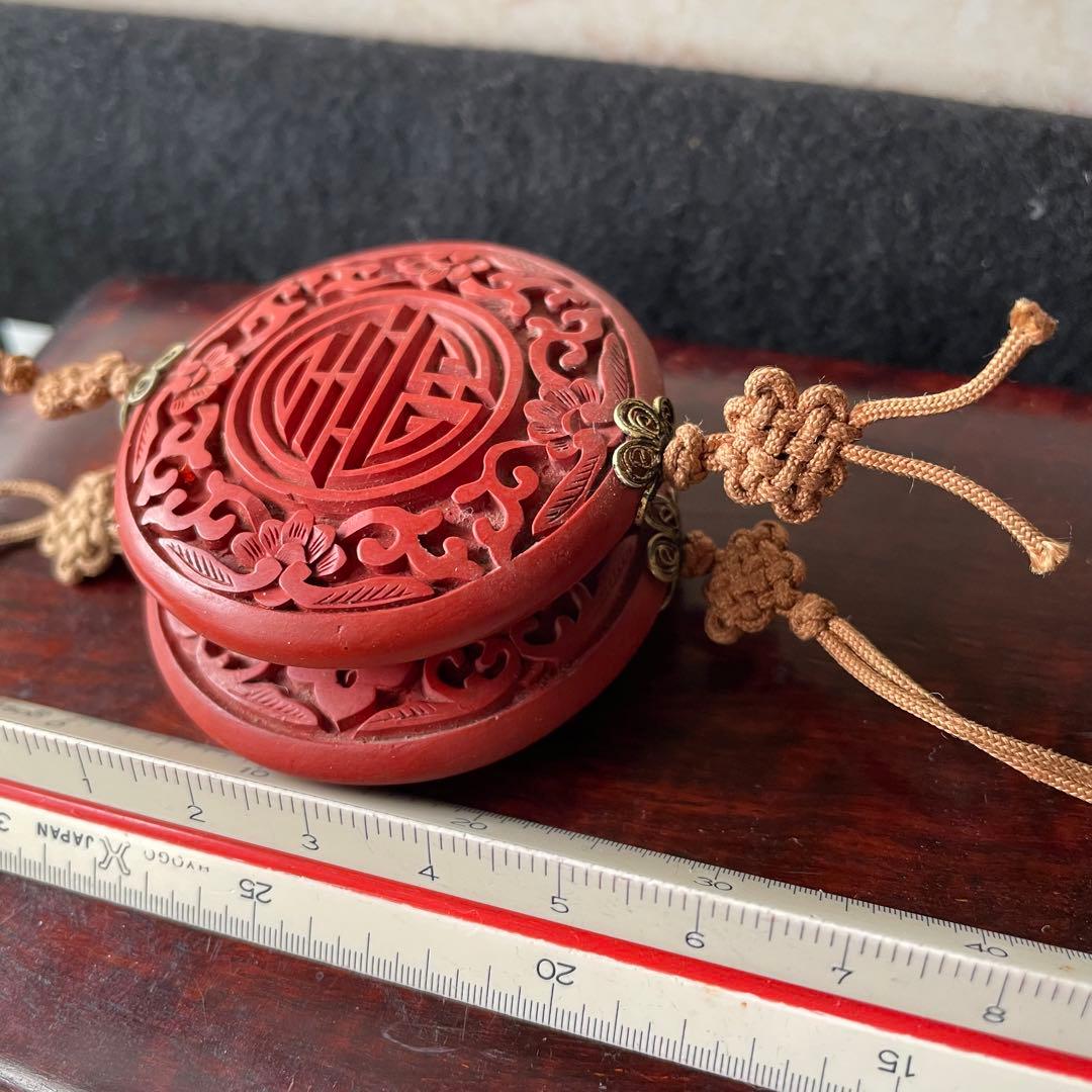 堆朱 漆 風鎮 朱 中国 アンティーク 掛軸 飾り 古玩 古美術 China 赤