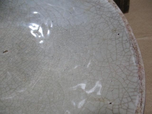 中国　南宋　鳳凰文唐草文青白磁鉢　古箱付き　I31-1