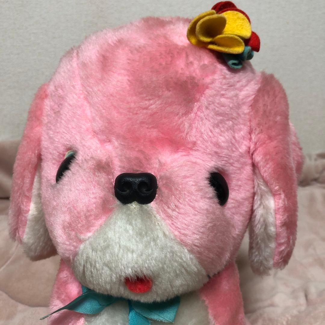 昭和レトロ　ヴィンテージ ピンク色　犬　ぬいぐるみ　中古品