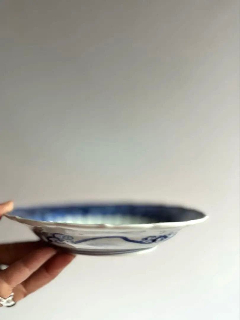 ゆゆな様リクエスト】362 骨董 アンティーク 染付け 菊花皿 4点おまとめ