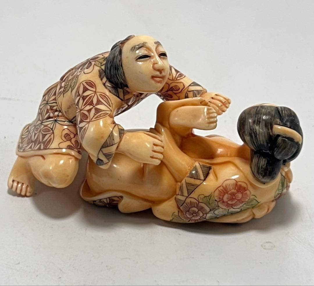 極上春画 根付 本抹香鯨 重さ:90g （提げ物 /緒締め ）M-044 極艶 -GOKU