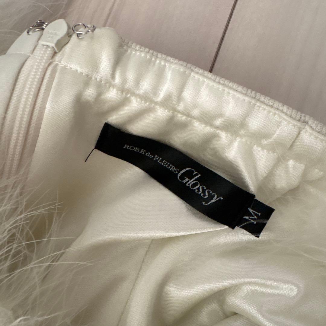 Robe de Fleurs Glossy オフショル長袖ミニドレス