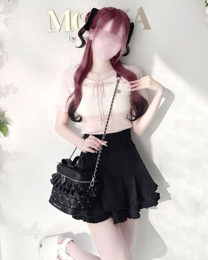 ミシェルマカロン　ハニーミュウ　ビッグリボンバニティショルダー　ブラック