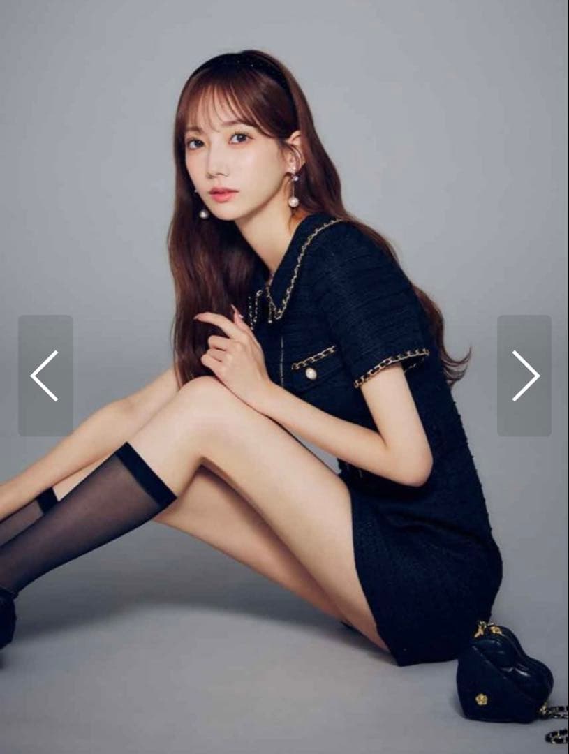 ジュエルズネイビー ジップアップ ツイードドレス Sサイズ未使用