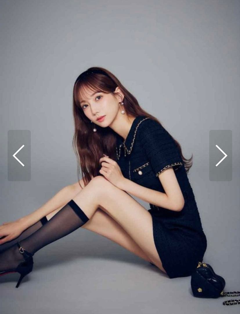 ジュエルズネイビー ジップアップ ツイードドレス Sサイズ未使用