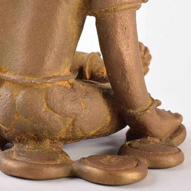 高岡銅器 二代 須賀松園造 蝋型鋳銅 「稚児雷神」 共布共箱 V R7549