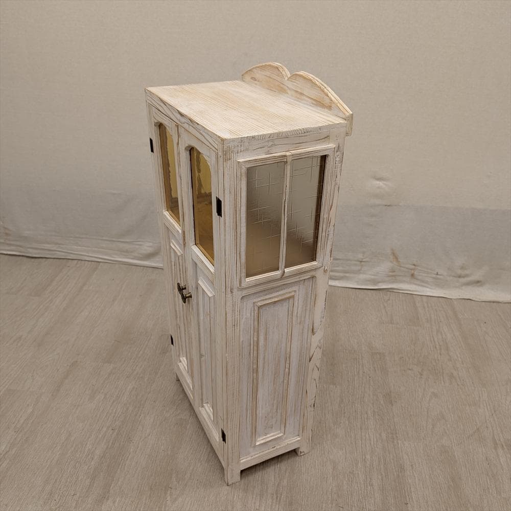 展示品 レトロガラス シャビー ハンドメイド キャビネット 飾り棚