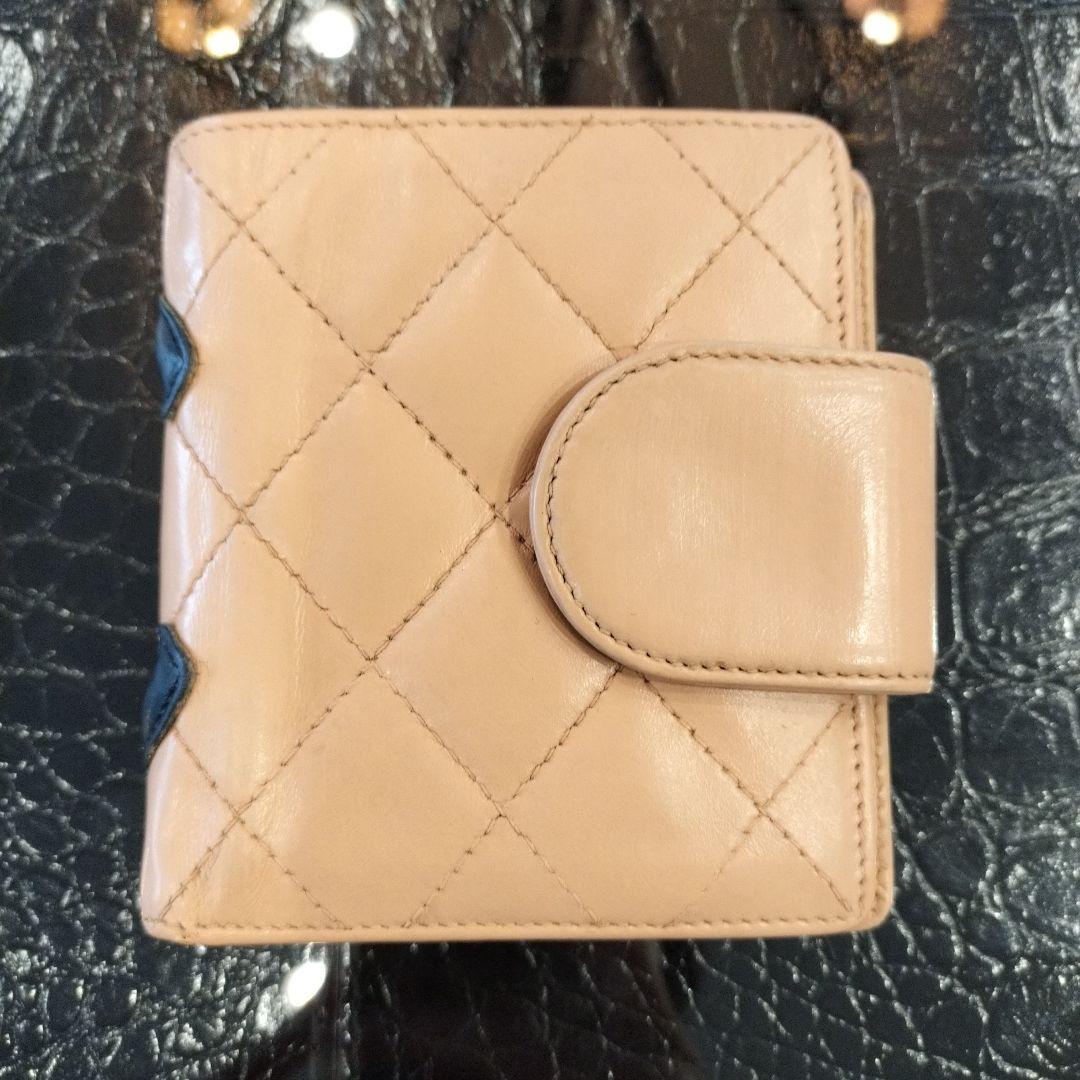 CHANEL カンボンライン がま口 コンパクトウォレット ベージュ