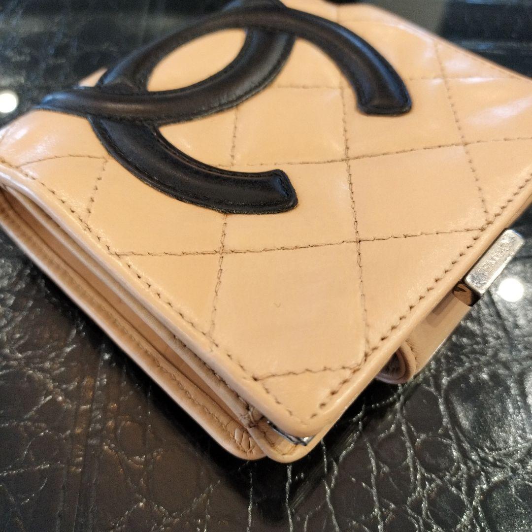 CHANEL カンボンライン がま口 コンパクトウォレット ベージュ