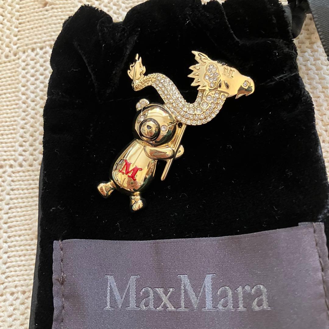 新品 未使用 MaxMara ドラゴン テディベア ブローチ