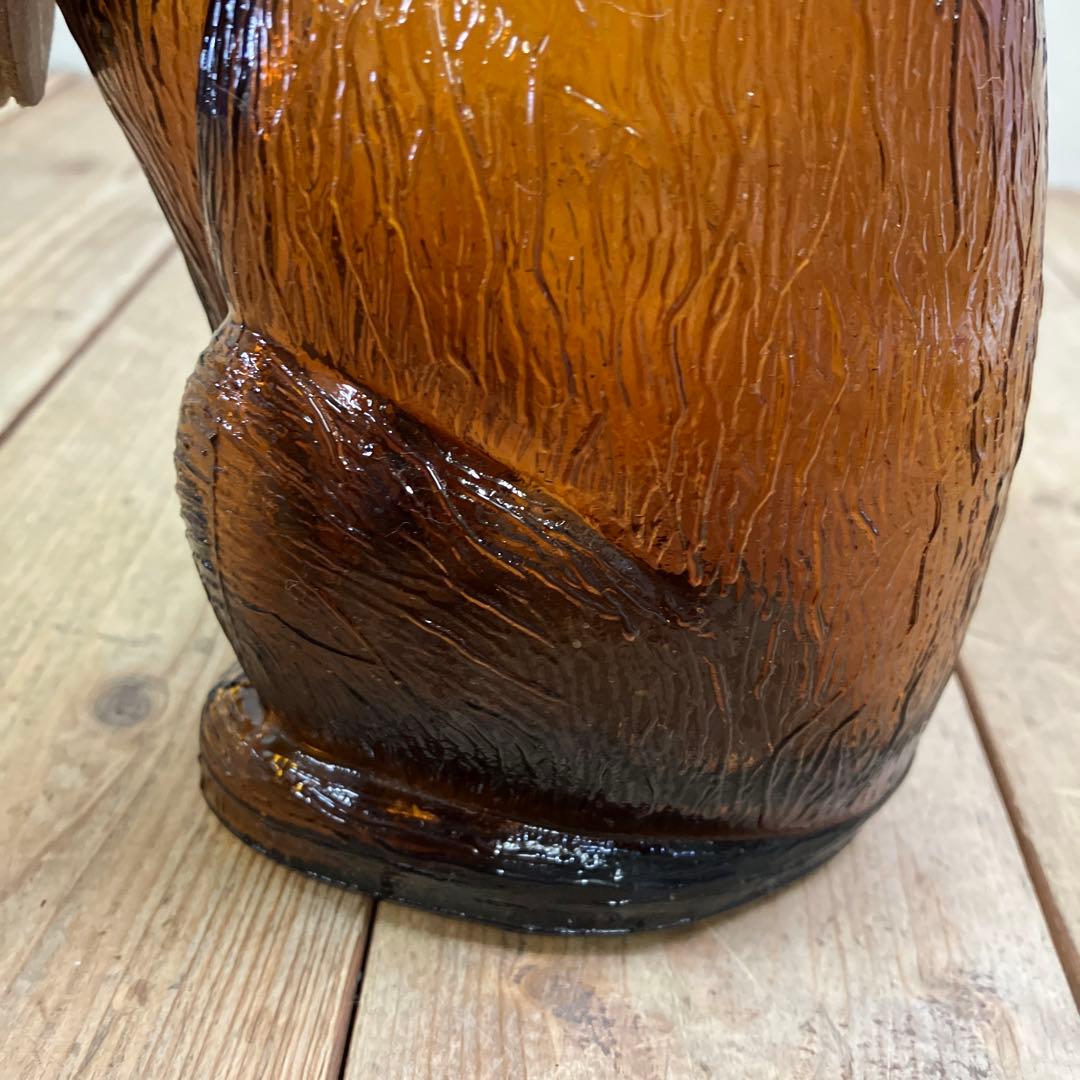 D-4 ② ヴィンテージ ダックスフント ダキャンタ デカンタ アンバーガラス