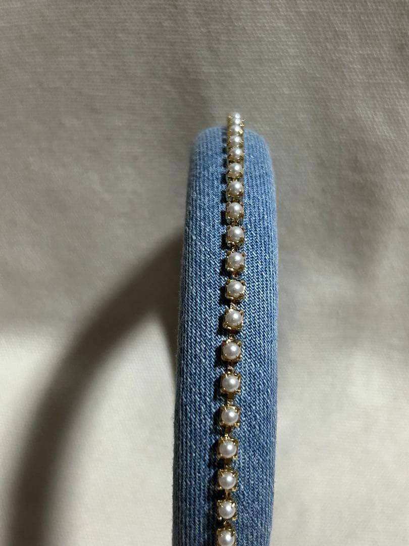 アッカ　デニムアズールパールチェーンカチューシャ