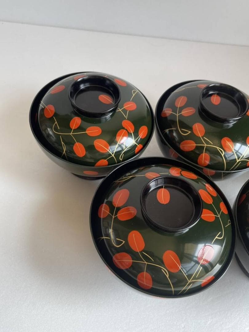 ①輪島塗 吸物椀 五客 木箱付 漆器 50 お椀