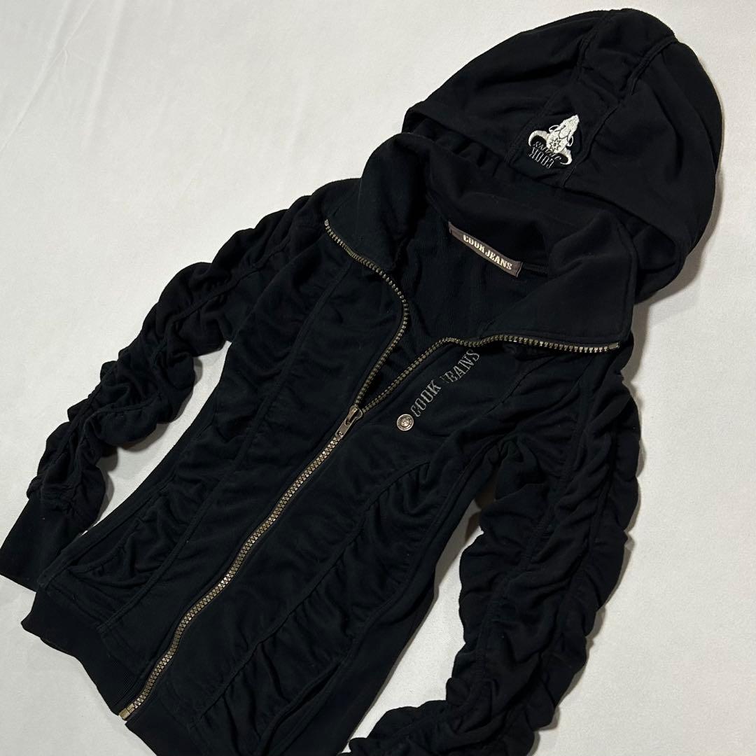 00s CookJeans 立体皺加工 シャーリング ジップパーカー お兄系