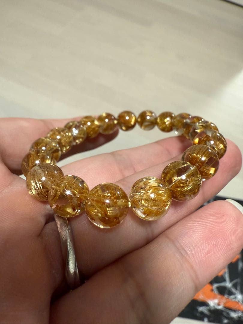 極上タイチンルチルクォーツ　10mm 鑑別書あり