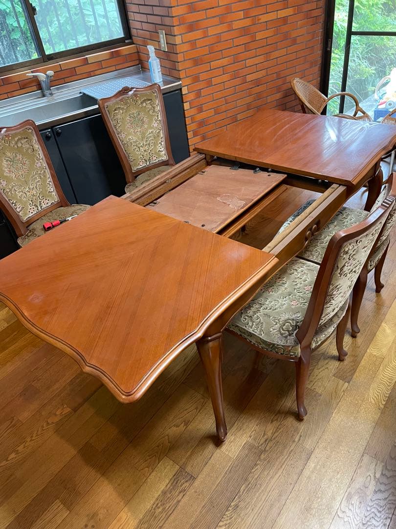 希少！　マルニ家具　アンティーク　伸長式　ダイニングテーブル　エクステンション