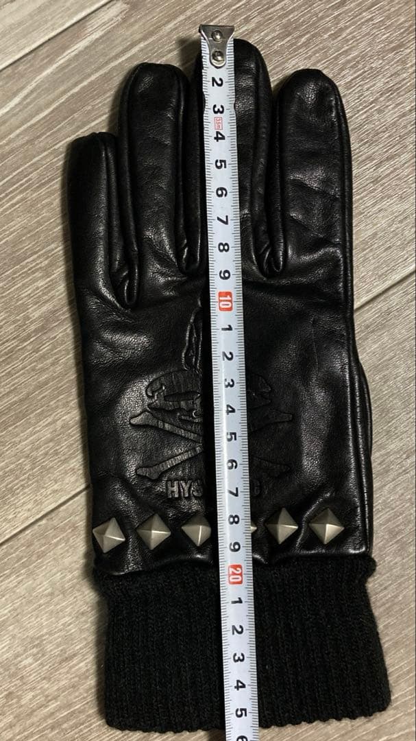 ヒステリックグラマー レザーグローブ スタッズ 黒 ヒステリック