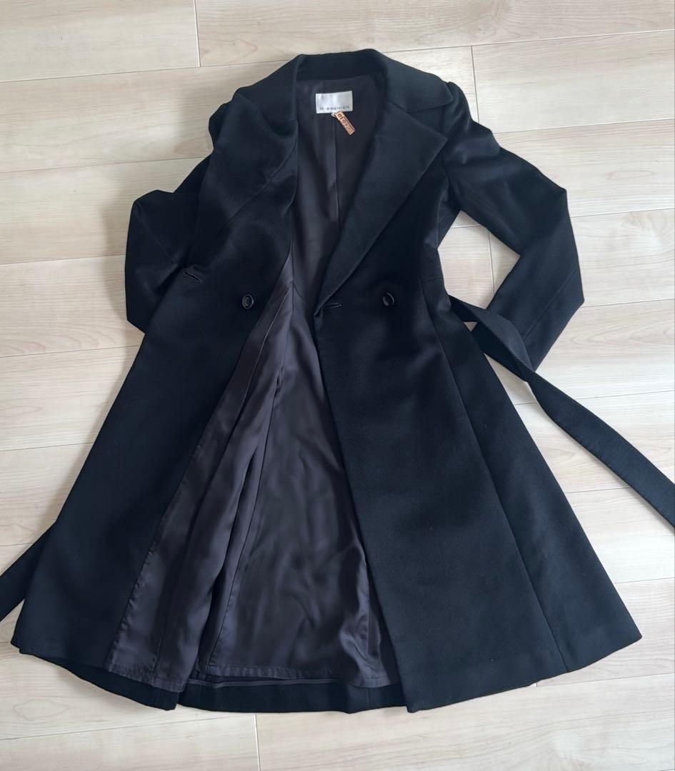 M-premier カシミヤ100 ベルテッドロングコート黒