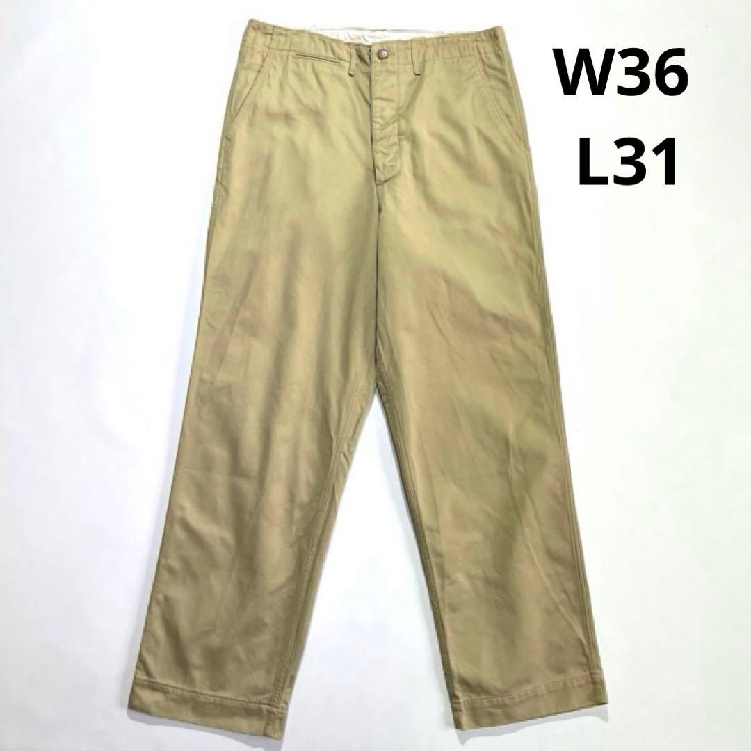 80s 90s USA製 チノパン W36L31 ベージュ M-41 両玉縁