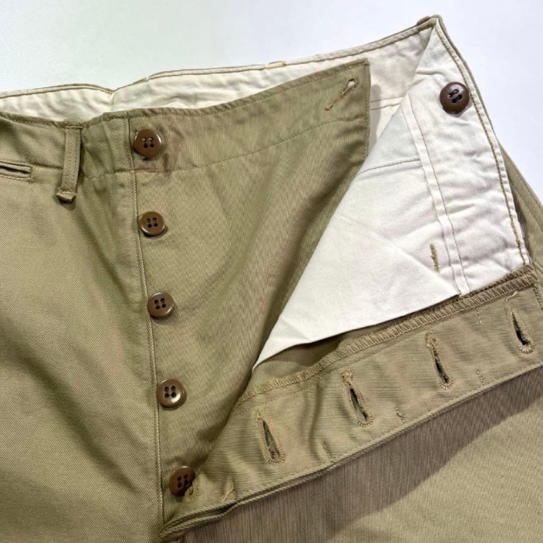 80s 90s USA製 チノパン W36L31 ベージュ M-41 両玉縁