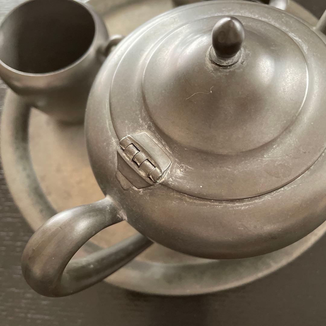 crescent pewter 社 ビンテージ ピューター製ティーポットセット