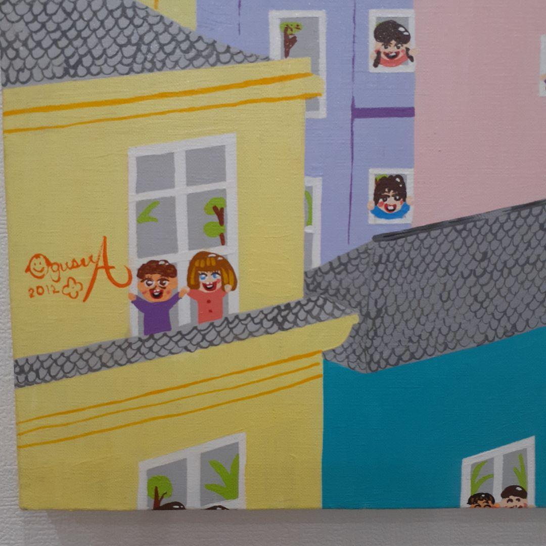 パリの窓から画家小楠アキコ作品アクリル絵の具F10号キャンバス