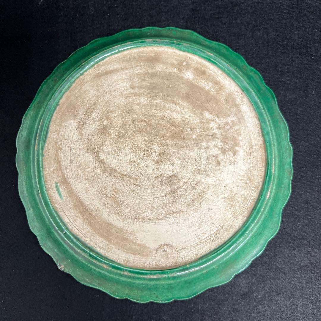 江戸中期 源内焼 椿文中皿 幅約21.5㎝ 東Y7-1226☆2F