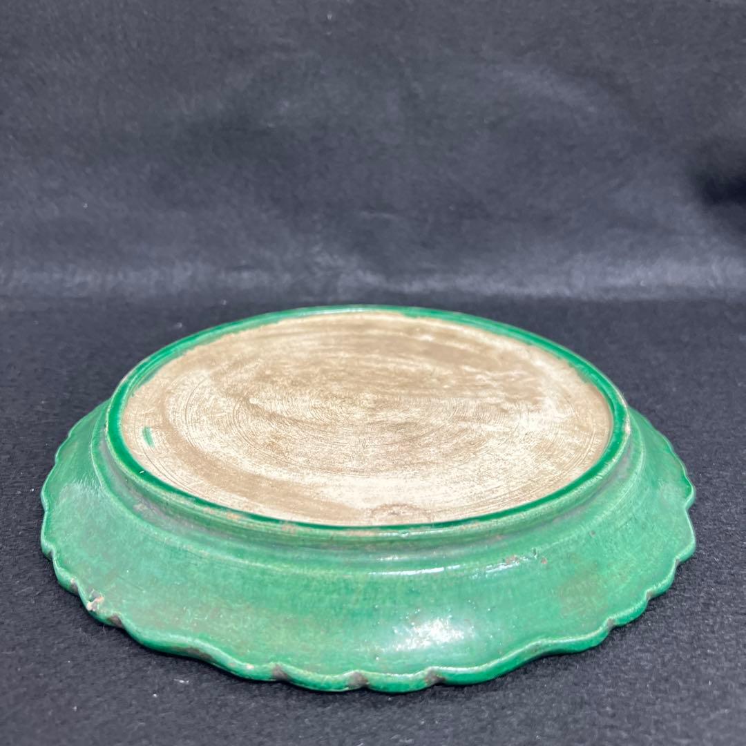 江戸中期　源内焼　椿文中皿　幅約21.5㎝　東Y7-1226☆2Fトコチサ