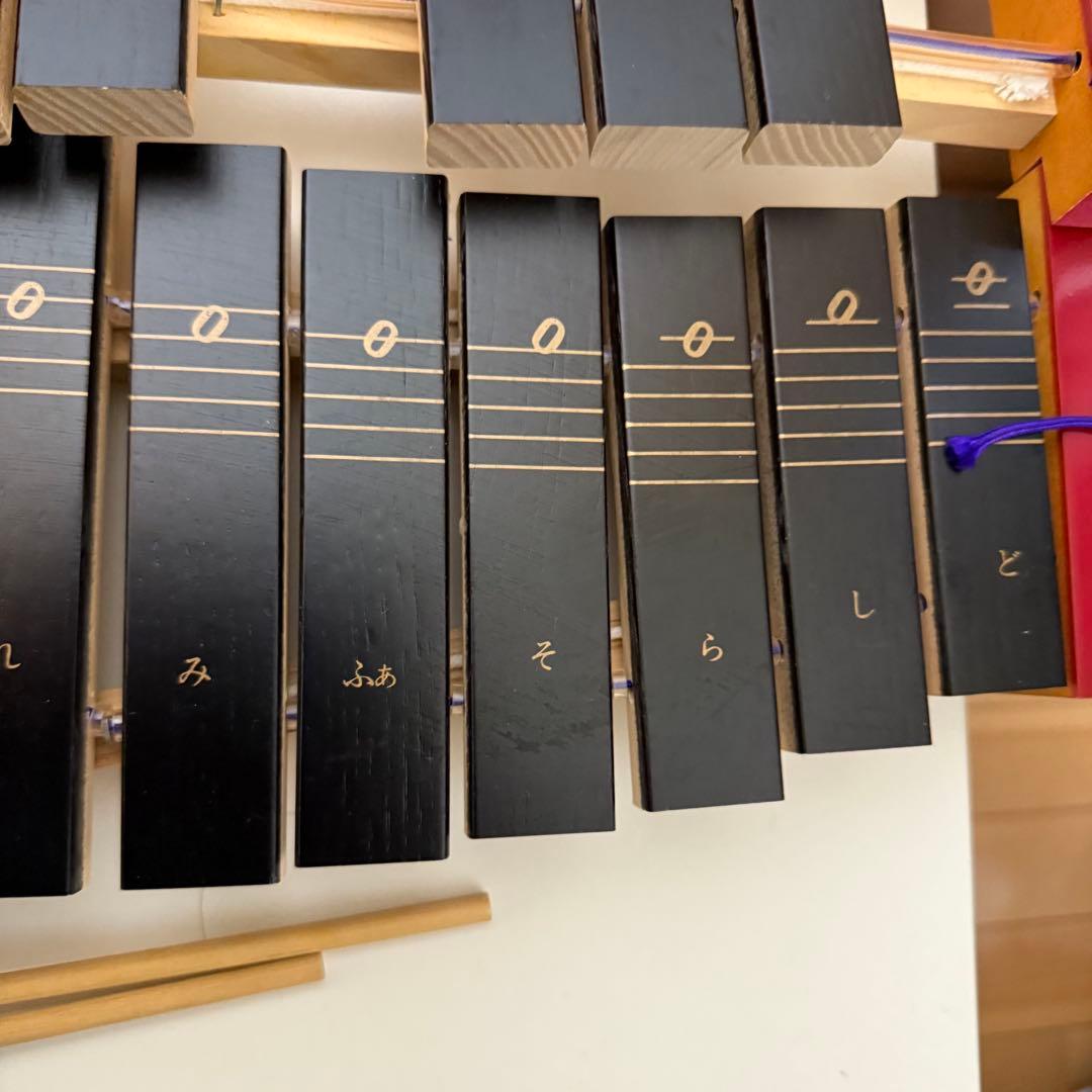 木琴 ゼンオン 紐交換済み 全音楽譜出版社 30音 半音 赤いキャリー