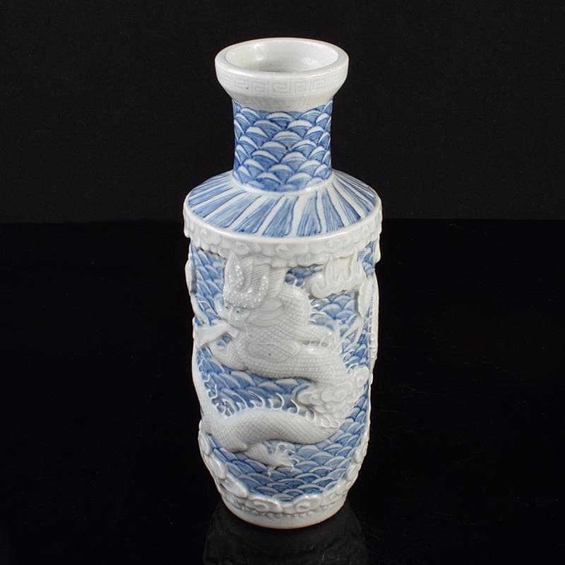 箱、証明書付】青花龍紋天球瓶 中華民国 国立故宮博物院 壺 箱、証明