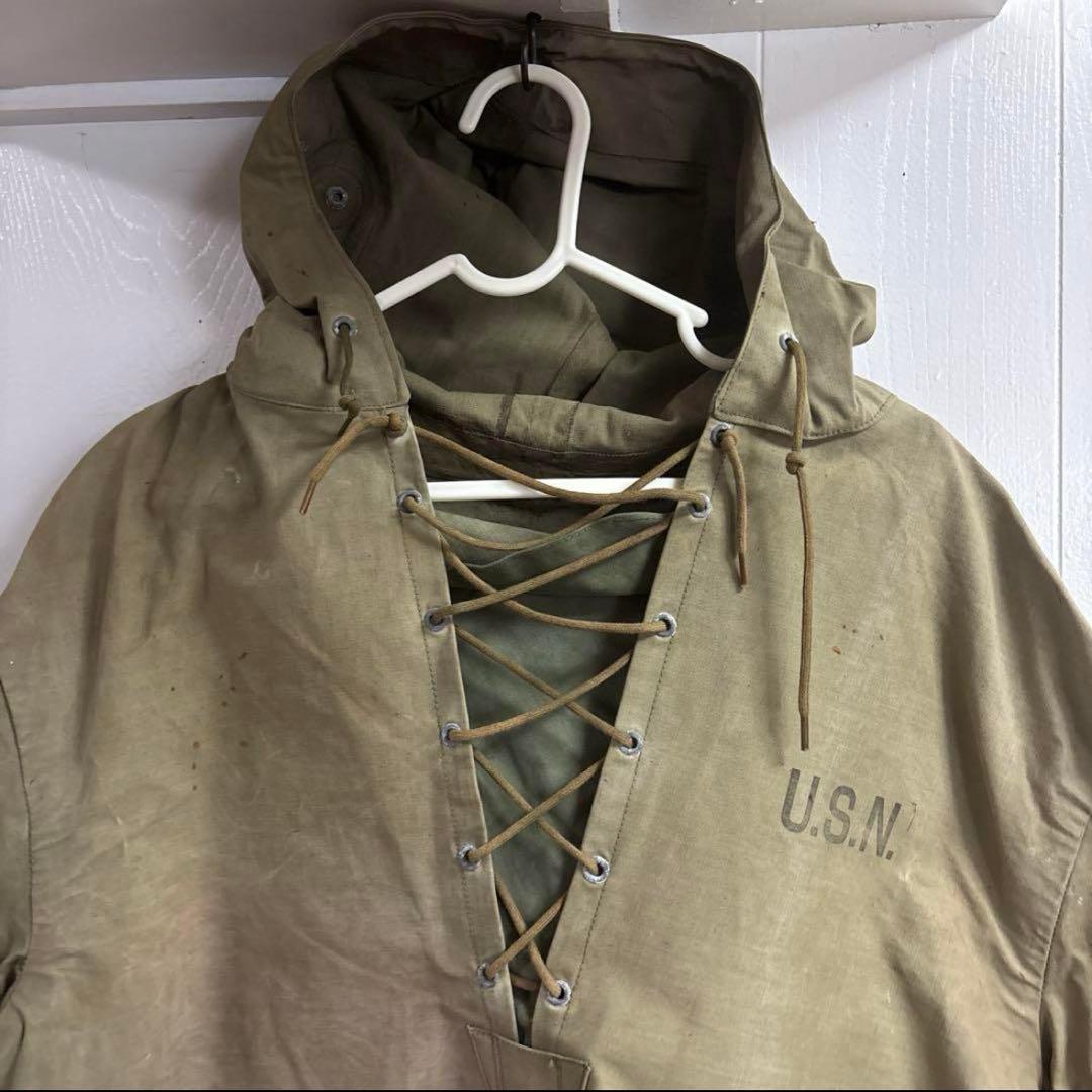 40s 50s 米軍実物USN N−2デッキレインパーカー