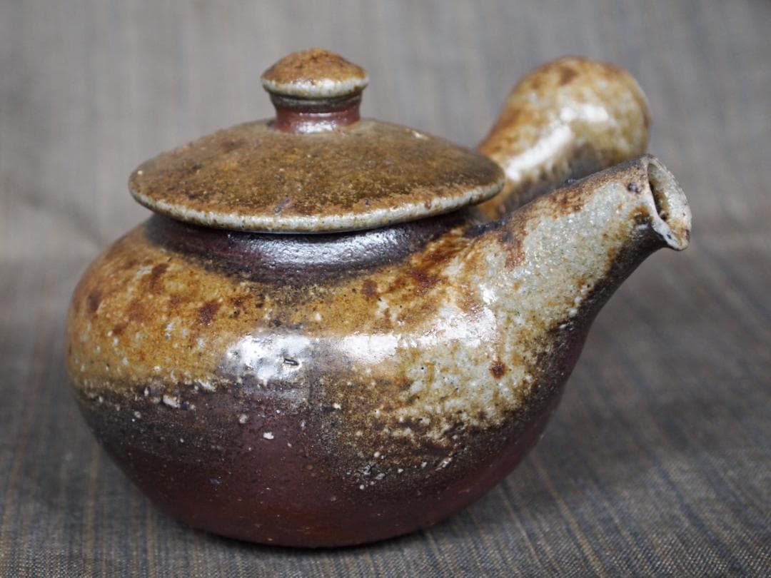 人気作家☆竹内靖之【師：山本陶秀】☆伊部手【黒】窯変急須