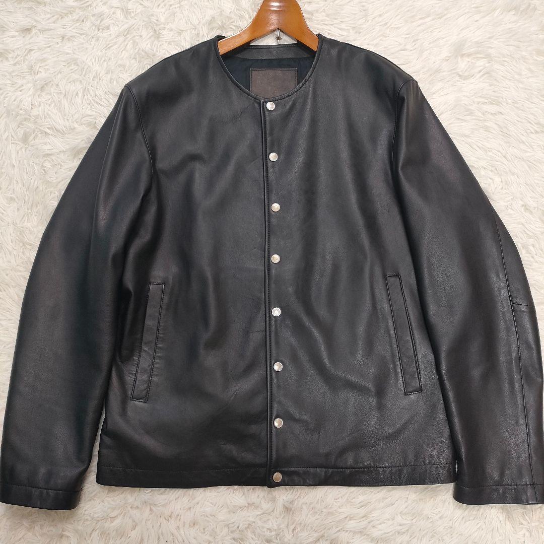 希少L/羊革】エディフィス レザージャケット ノーカラー シープスキン
