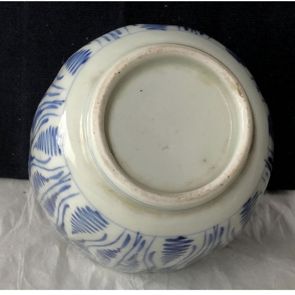 e2028 古伊万里 染付 中猪口 5客 よろけ紋 蕎麦猪口 そば猪口 茶碗