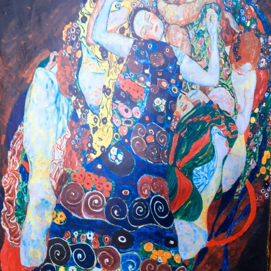 グスタフクリムト作画　TheMaiden　良質キャンバス　豪華　金箔額絵