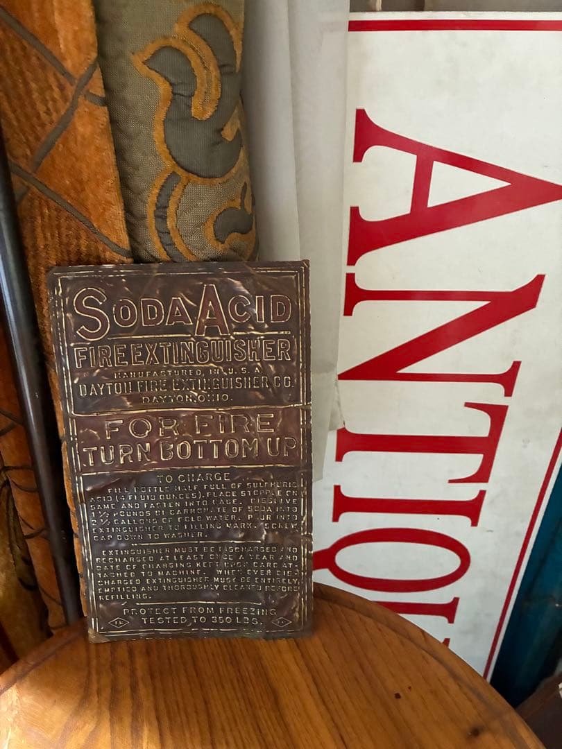 アンティーク 銅製 真鍮 サイン プレート 看板 消化器 FIREレア