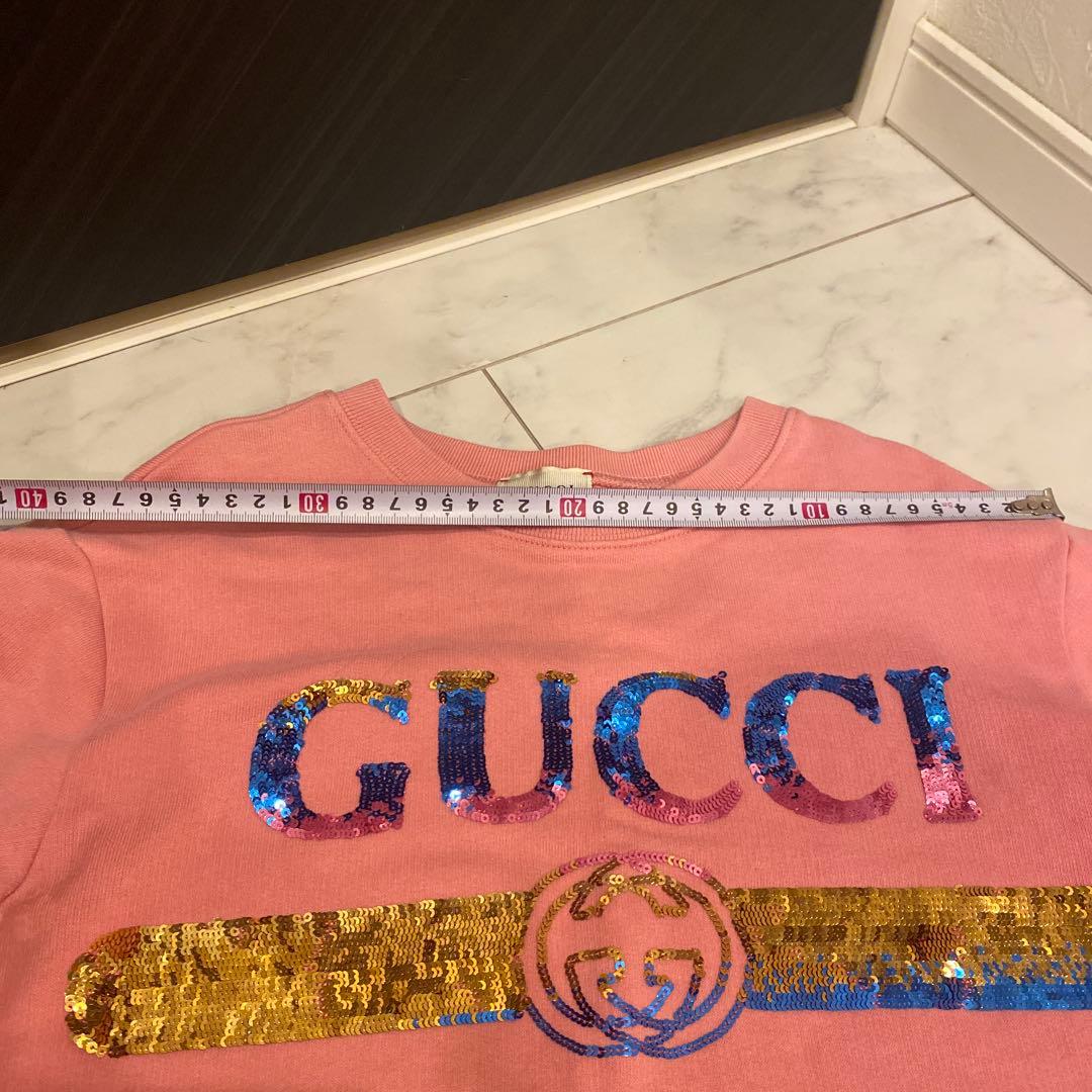 【美品】8A 140㎝　GUCCI グッチ　スパンコール　トレーナー　ピンク