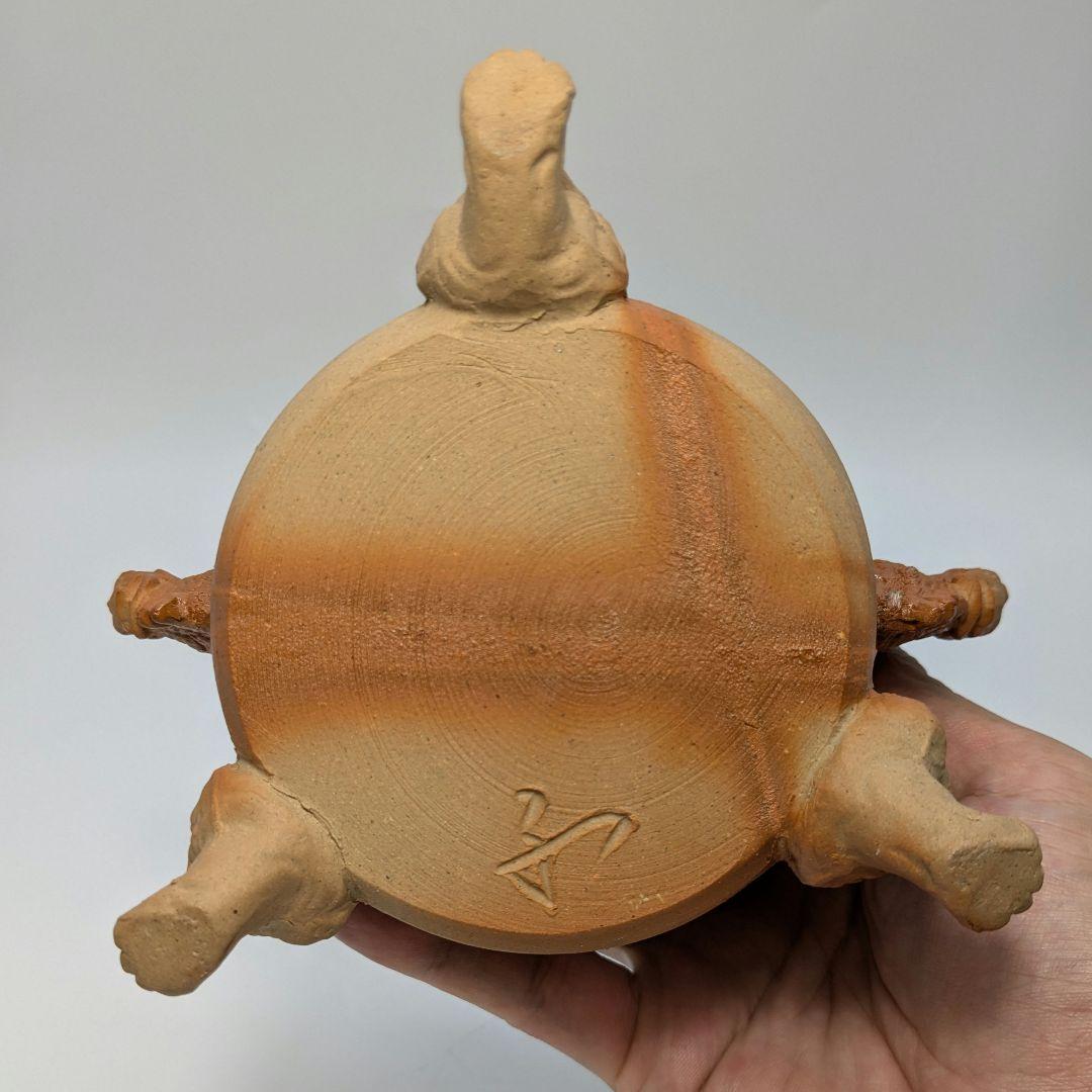 清麻呂窯 備前焼 龍摘緋襷双耳三足香炉 竜 獅子 香道具 茶道具 置物 在銘