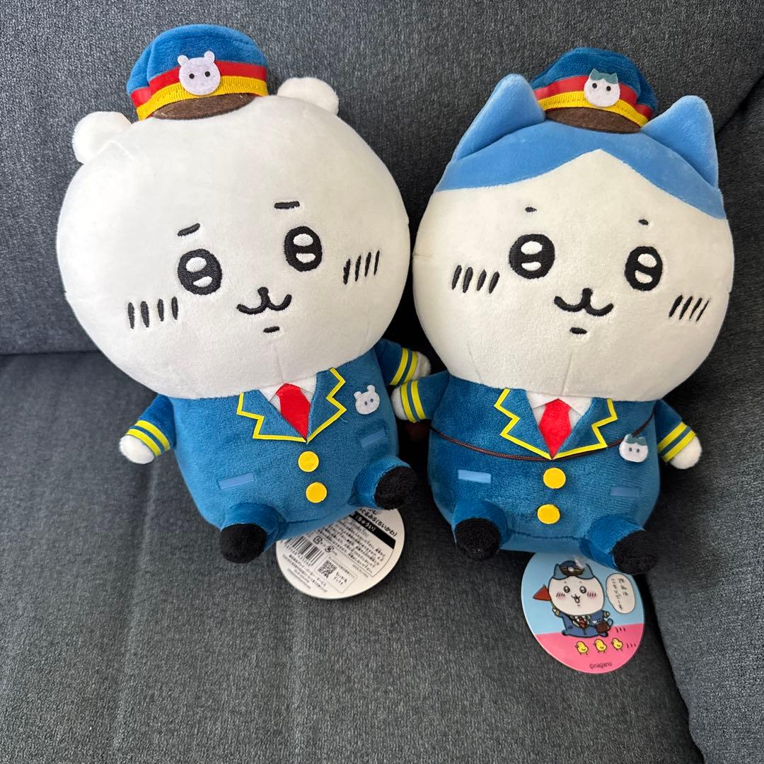 初期レア】東京駅限定 ちいかわ ハチワレ 駅員さん ぬいぐるみセット