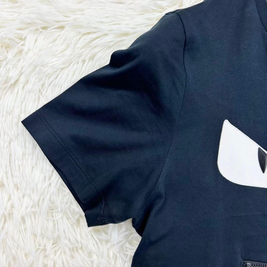 良品 フェンディ モンスターアイ 半袖Tシャツ コットン ブラック XS
