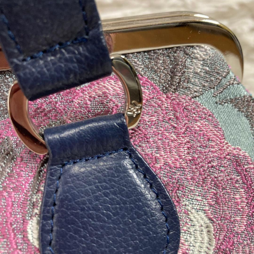 未使用タグ付 ThinkBee！ゴブラン織 ノクターンローズ がま口ハンドバッグ