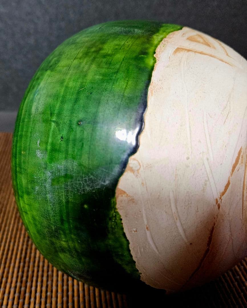 中国古美術 中国古陶磁器 中国古玩 遼時代 遼緑釉 丸壺 罐 漢緑釉 古代