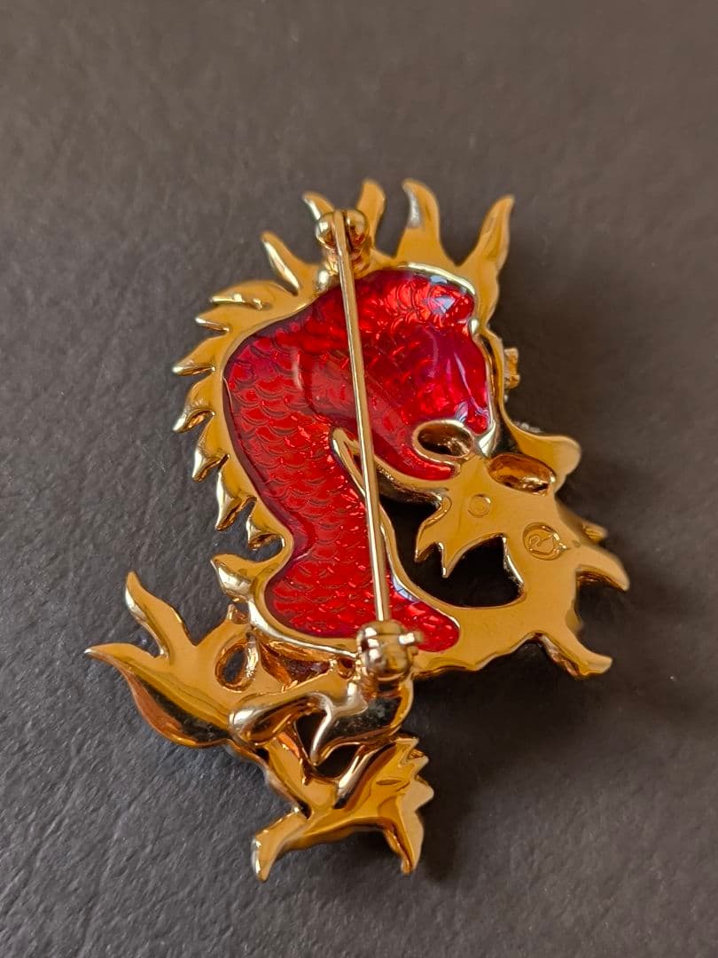 希少 SWAROVSKI スワロフスキー ブローチ ドラゴン 竜 龍 Asian