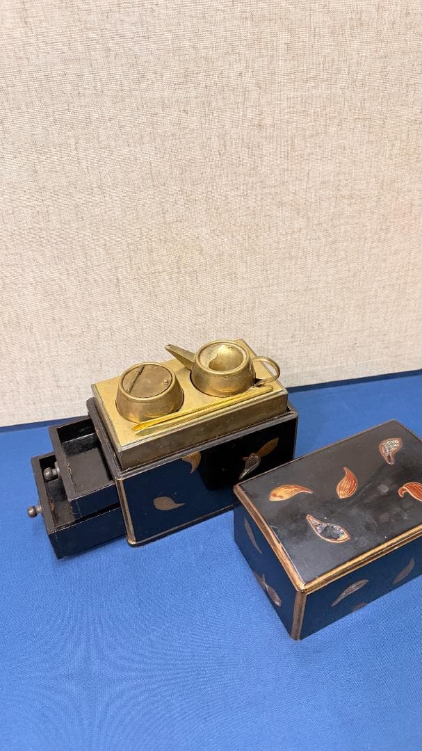 【一式揃】時代茶道具 銅製湯沸・建水／蒔絵木箱付｜実用可｜茶道具 古美術