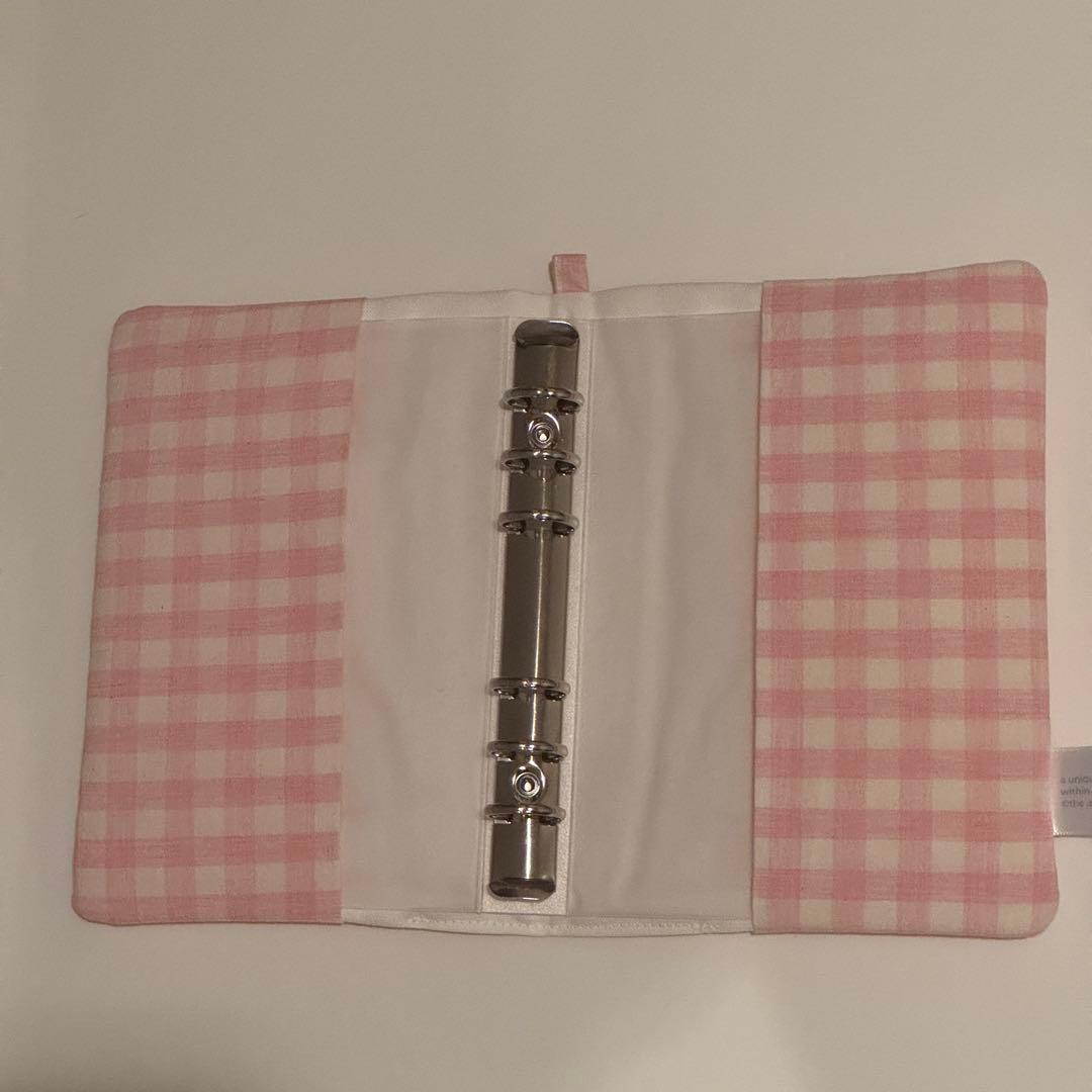 バインダーカバー ピンクチェック A6 韓国 貯金