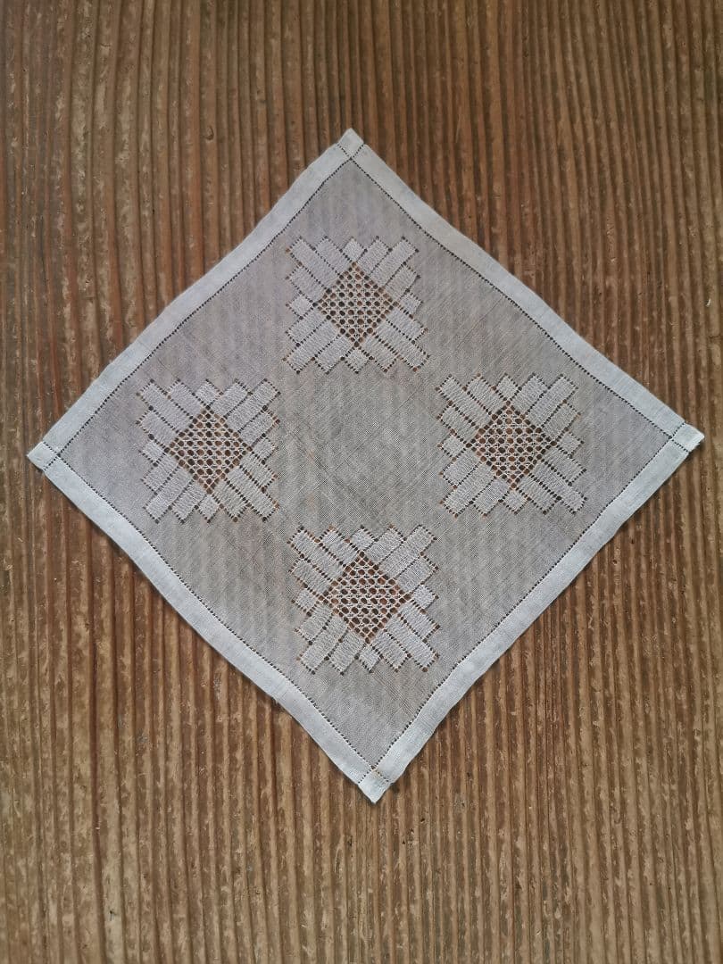 アンティーク オーガンジー 透かしドローンワークレース刺繍 スクエア