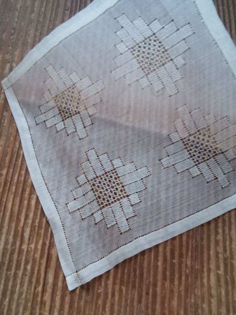 アンティーク オーガンジー 透かしドローンワークレース刺繍 スクエア
