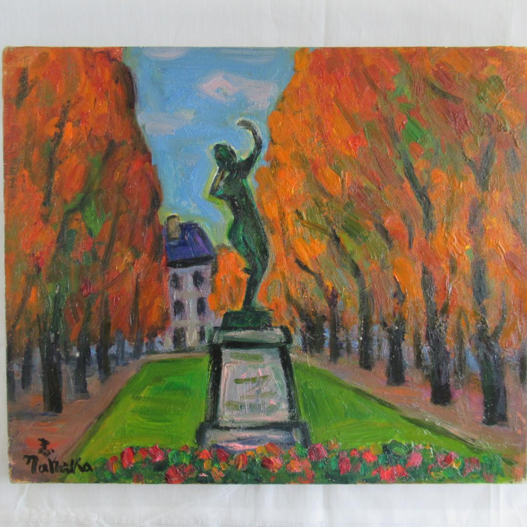 真作 田中忠雄「ルクセンブルグ秋色」F8号 神戸 北海道 宗教画 送料込