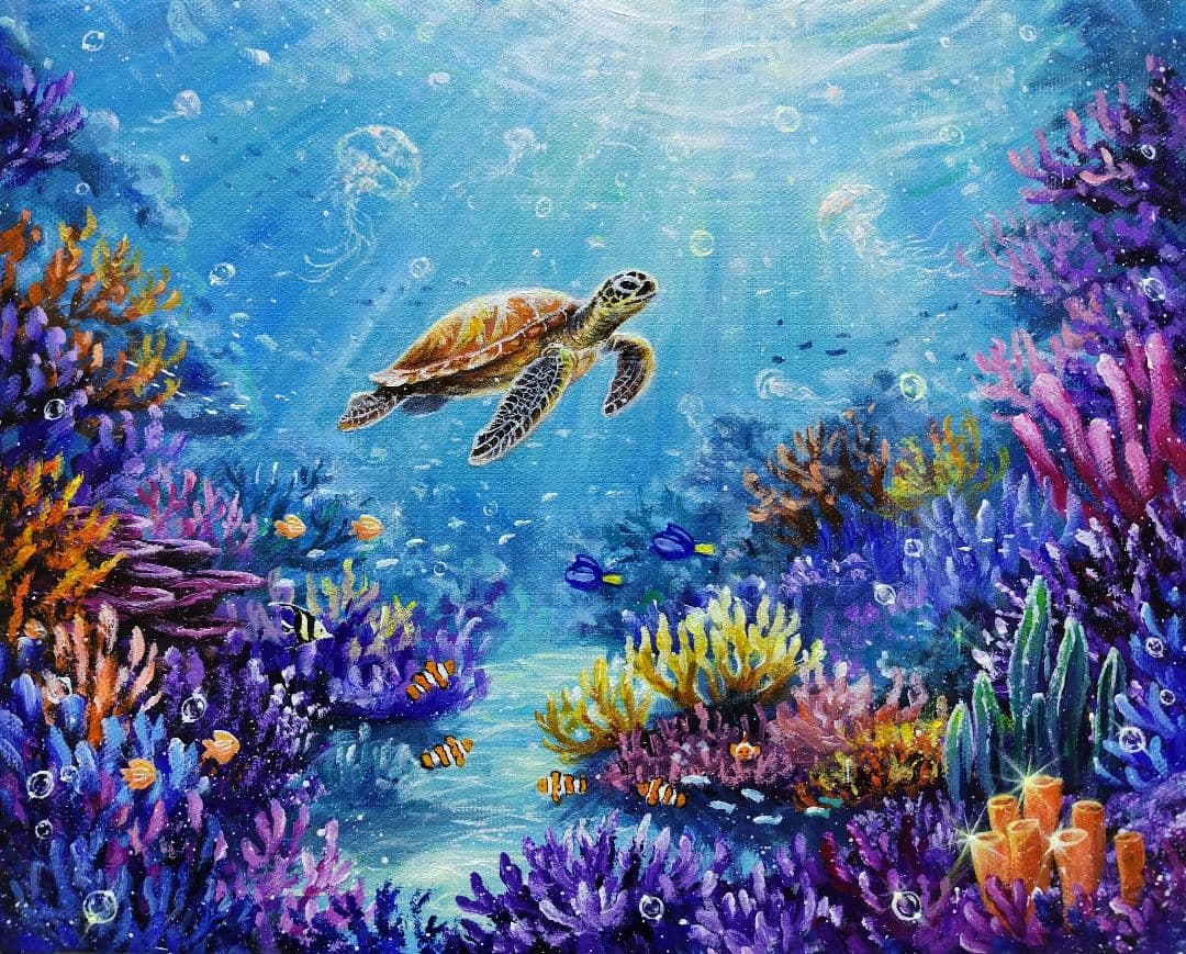 海中世界】アクリル画 F3 風景画 絵画 - メルカリ